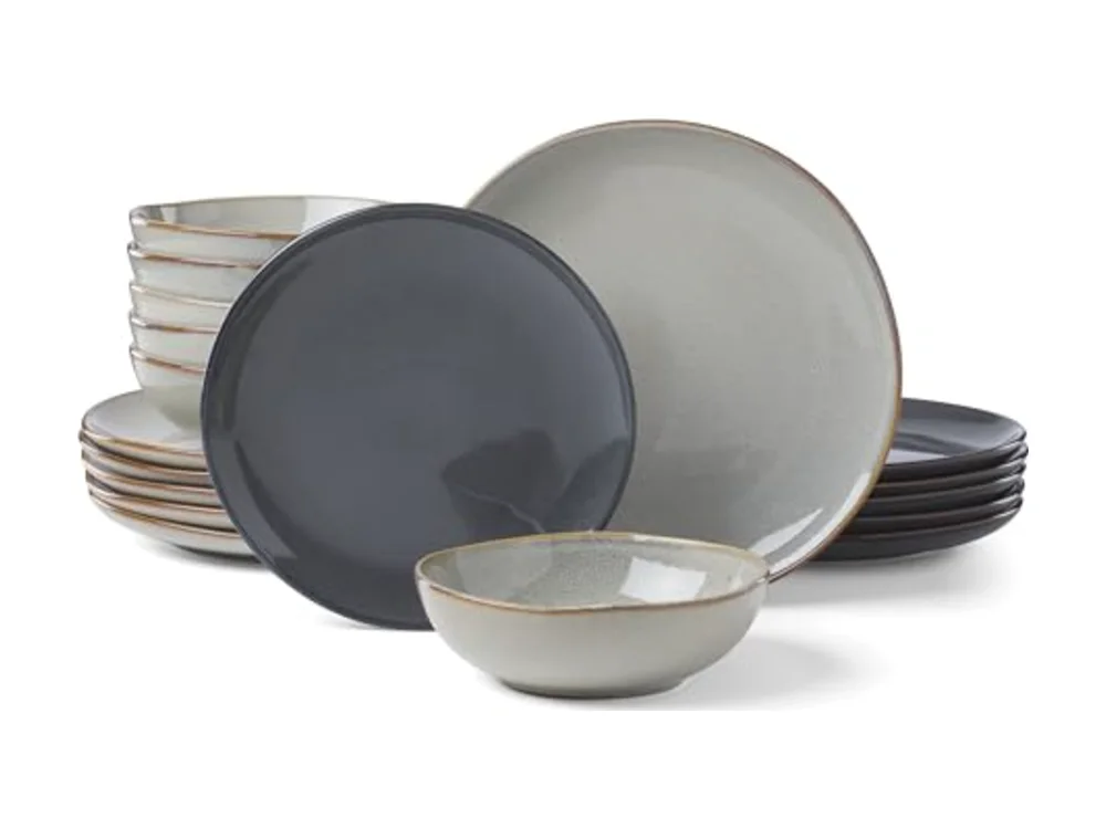 Dinnerware Set Organic Shades Gray 18-Piece Dinnerware Set