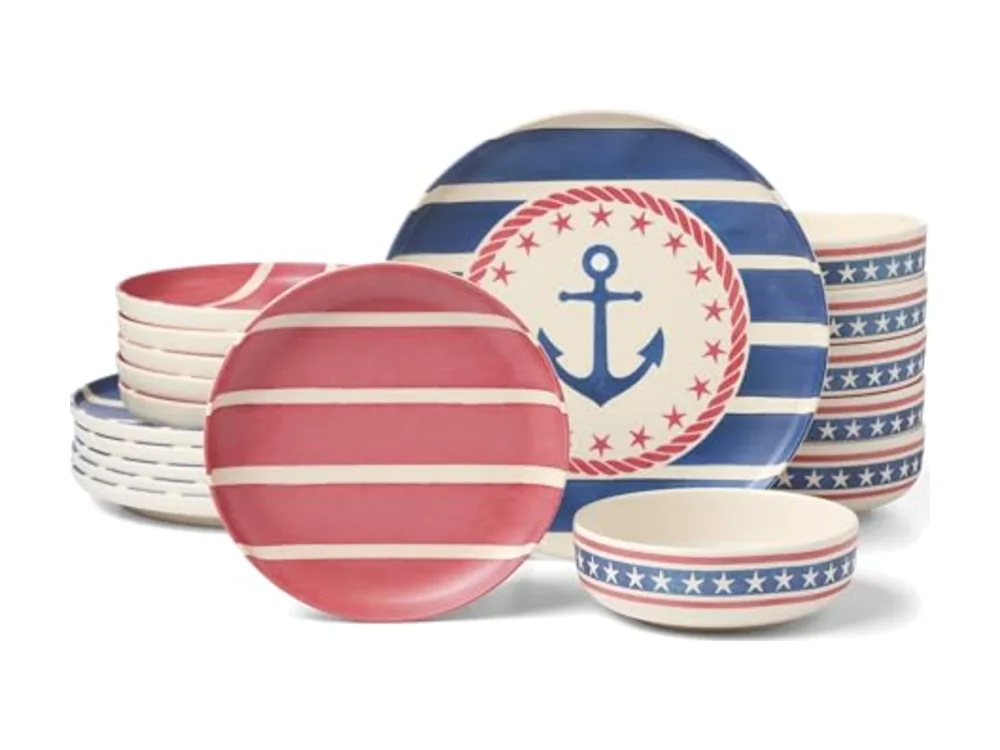 Dinnerware Sets 24 Seven Melamine Aweigh We Go 18-Piece