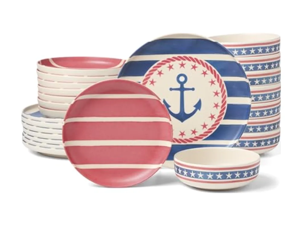 Dinnerware Sets 24 Seven Melamine Aweigh We Go 24-Piece