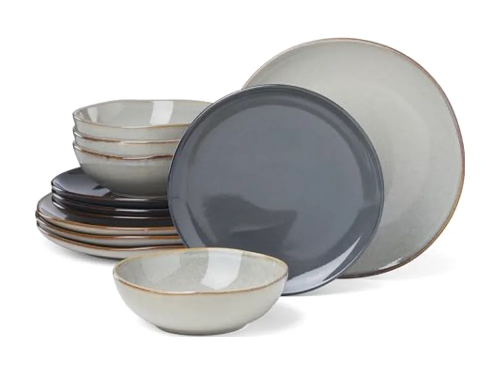 Dinnerware Sets Organic Shades Gray 12-Piece Dinnerware Set