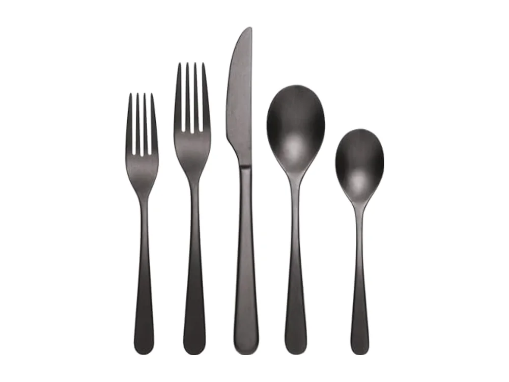Kenbrook Black Tumbled 20 Piece Everyday Flatware Set