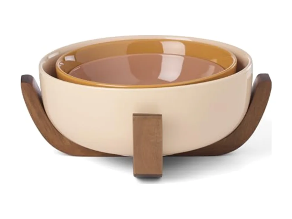 Serveware 24 Seven Colors Nesting Bowls With Wood Stand