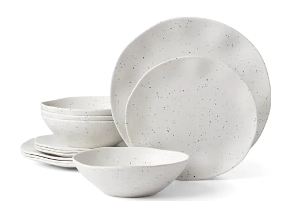 Terrazzo Melamine Cream 12 Piece Dinnerware Set
