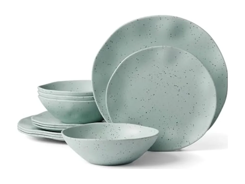 Terrazzo Melamine Mint 12 Piece Dinnerware Set