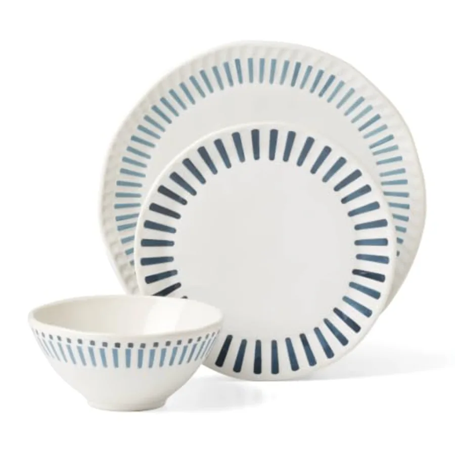 Artisanal Stripe 12 Piece Dinnerware Set view 2