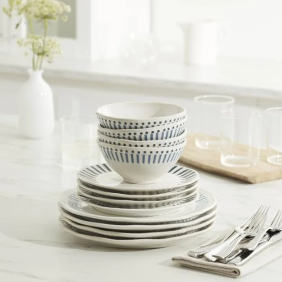 Artisanal Stripe 12 Piece Dinnerware Set view 5
