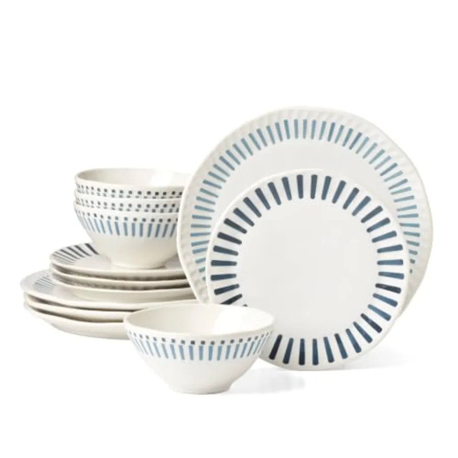 Artisanal Stripe 12 Piece Dinnerware Set