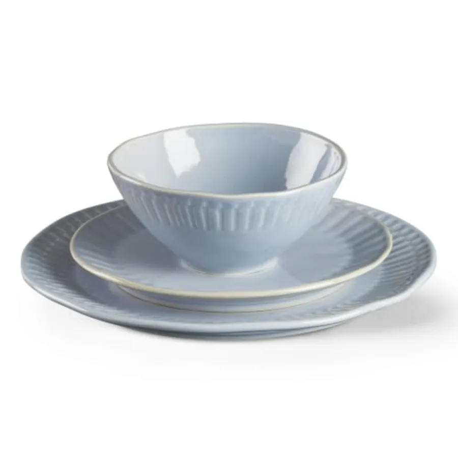 Artisanal Stripe Blue 12 Piece Dinnerware Set view 3