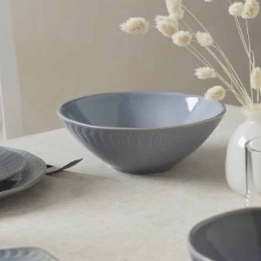 Artisanal Stripe Blue Serving Bowl view 2