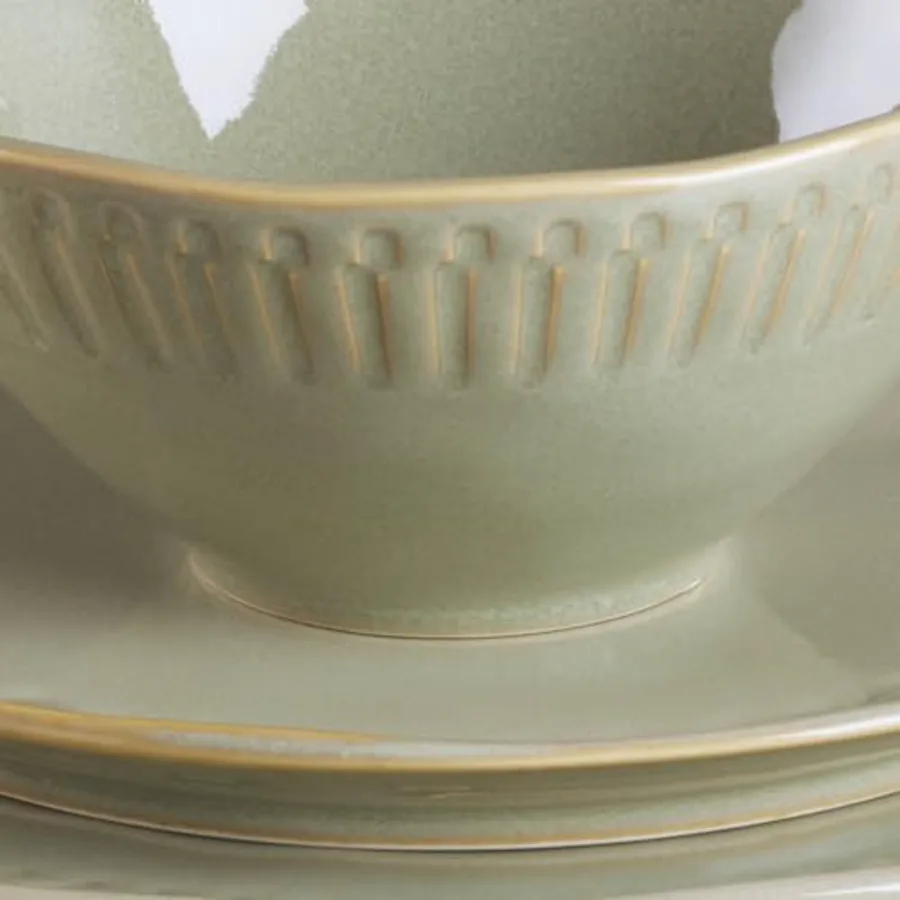 Artisanal Stripe Green 12 Piece Dinnerware Set view 4