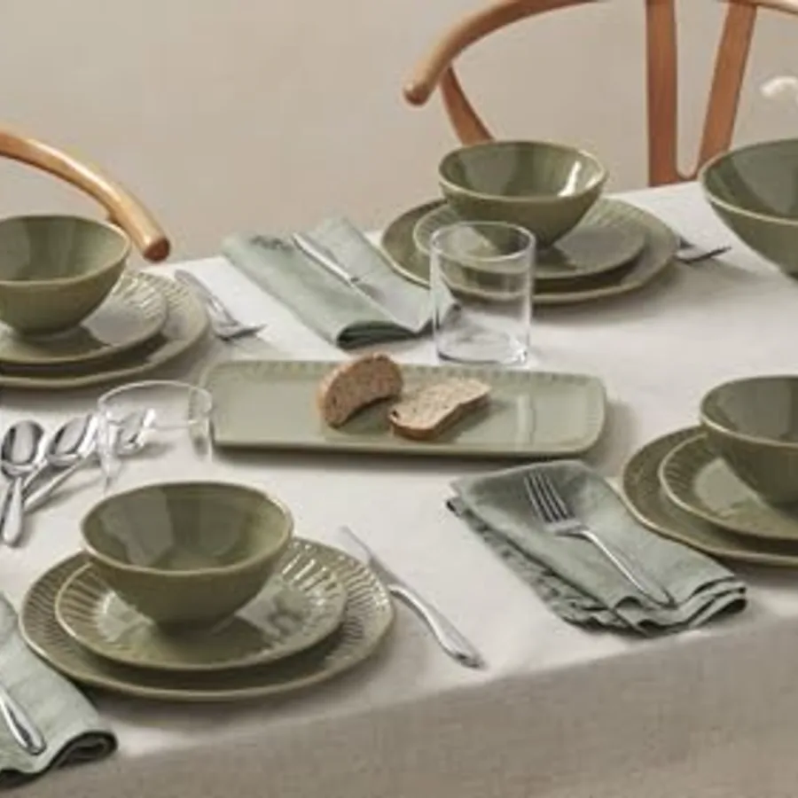Artisanal Stripe Green Serving Bowl view 3