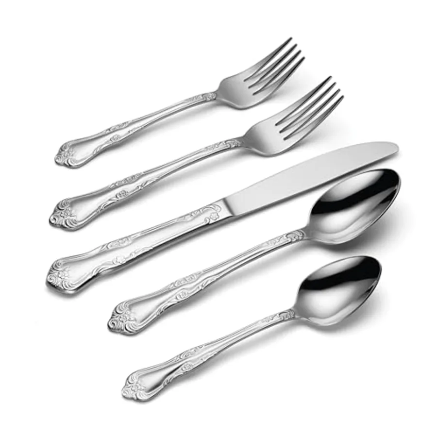 Azalea 45-Piece Everyday Flatware Set with Serving view 3