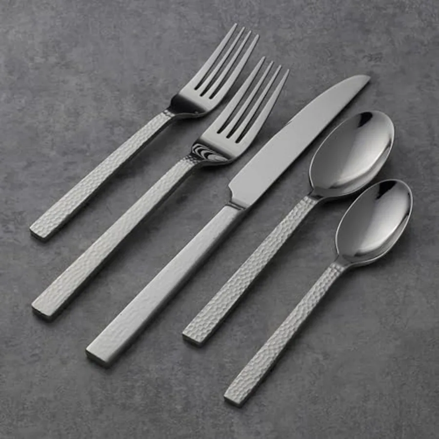 Chefs Table Hammered 45 Piece Everyday Flatware Set view 2
