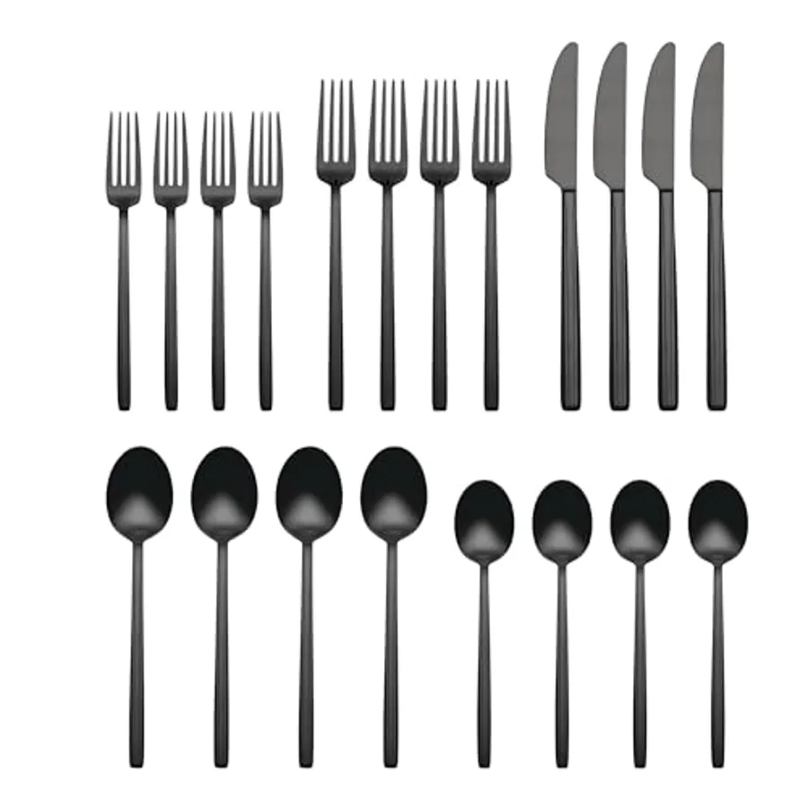 Dean Satin Black 20 Piece Flatware Set view 2