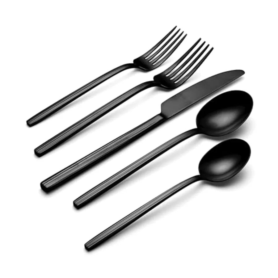Dean Satin Black 20 Piece Flatware Set view 3