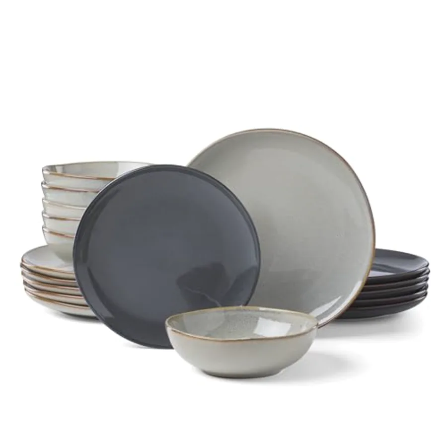 Dinnerware Set Organic Shades Gray 18-Piece Dinnerware Set