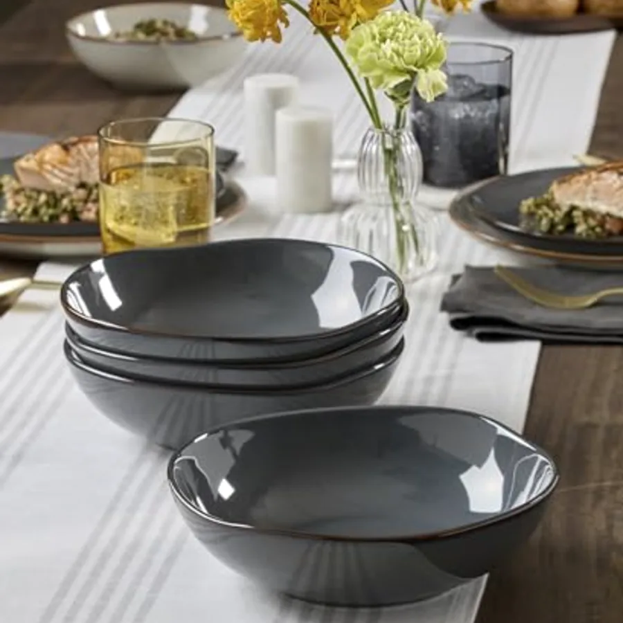 Dinnerware Set Organic Shades Gray Pasta Bowls view 3