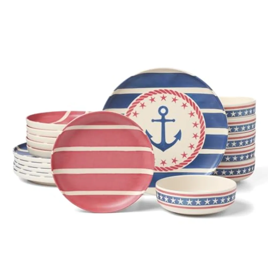 Dinnerware Sets 24 Seven Melamine Aweigh We Go 18-Piece