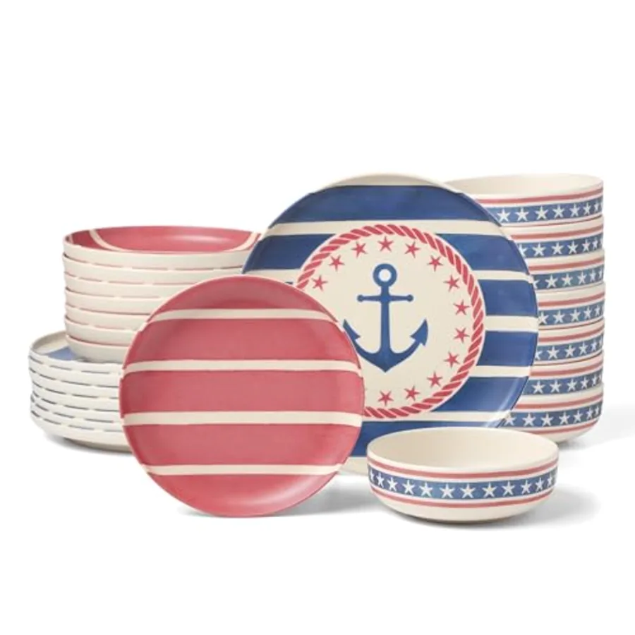 Dinnerware Sets 24 Seven Melamine Aweigh We Go 24-Piece