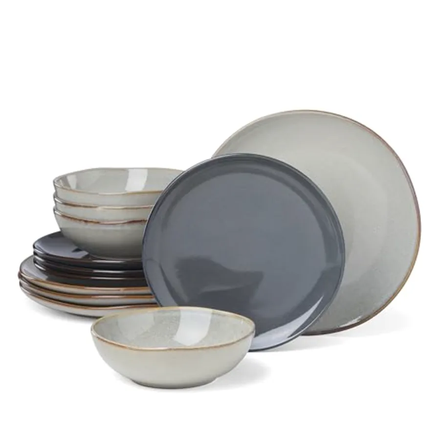 Dinnerware Sets Organic Shades Gray 12-Piece Dinnerware Set