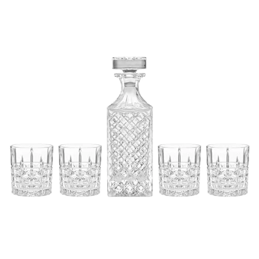 Drinkware Apollo 5-Piece Whiskey Decanter & Glass Set