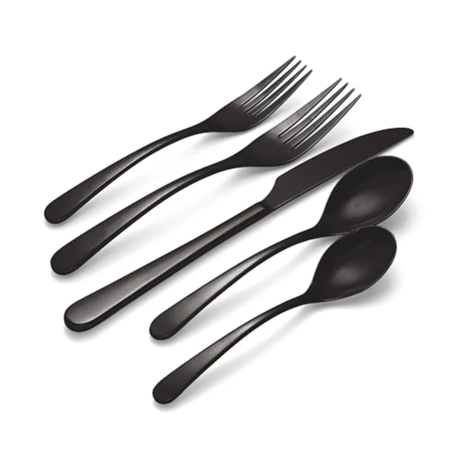 Kenbrook Black Tumbled 20 Piece Everyday Flatware Set view 2