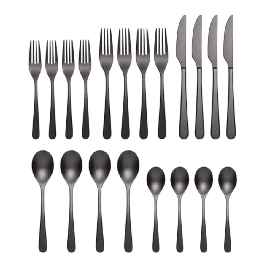 Kenbrook Black Tumbled 20 Piece Everyday Flatware Set view 3