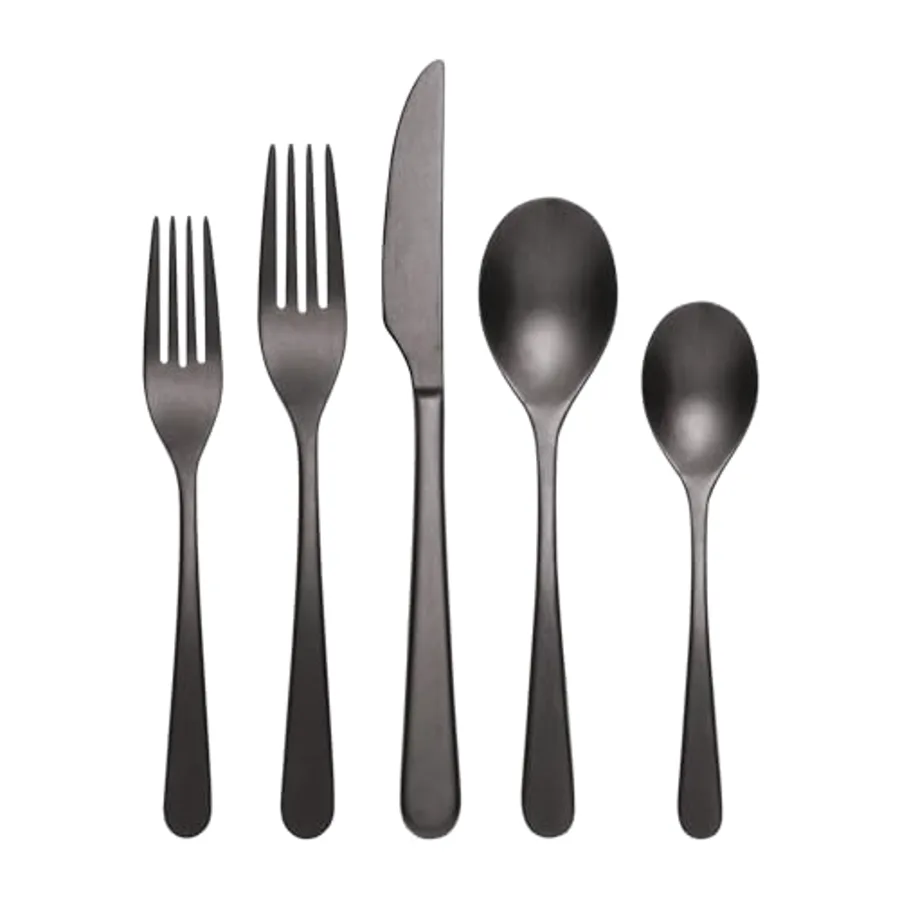 Kenbrook Black Tumbled 20 Piece Everyday Flatware Set