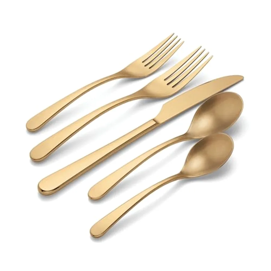 Kenbrook Champagne Tumbled 20 Piece Everyday Flatware Set view 2