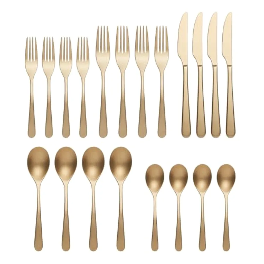 Kenbrook Champagne Tumbled 20 Piece Everyday Flatware Set view 3