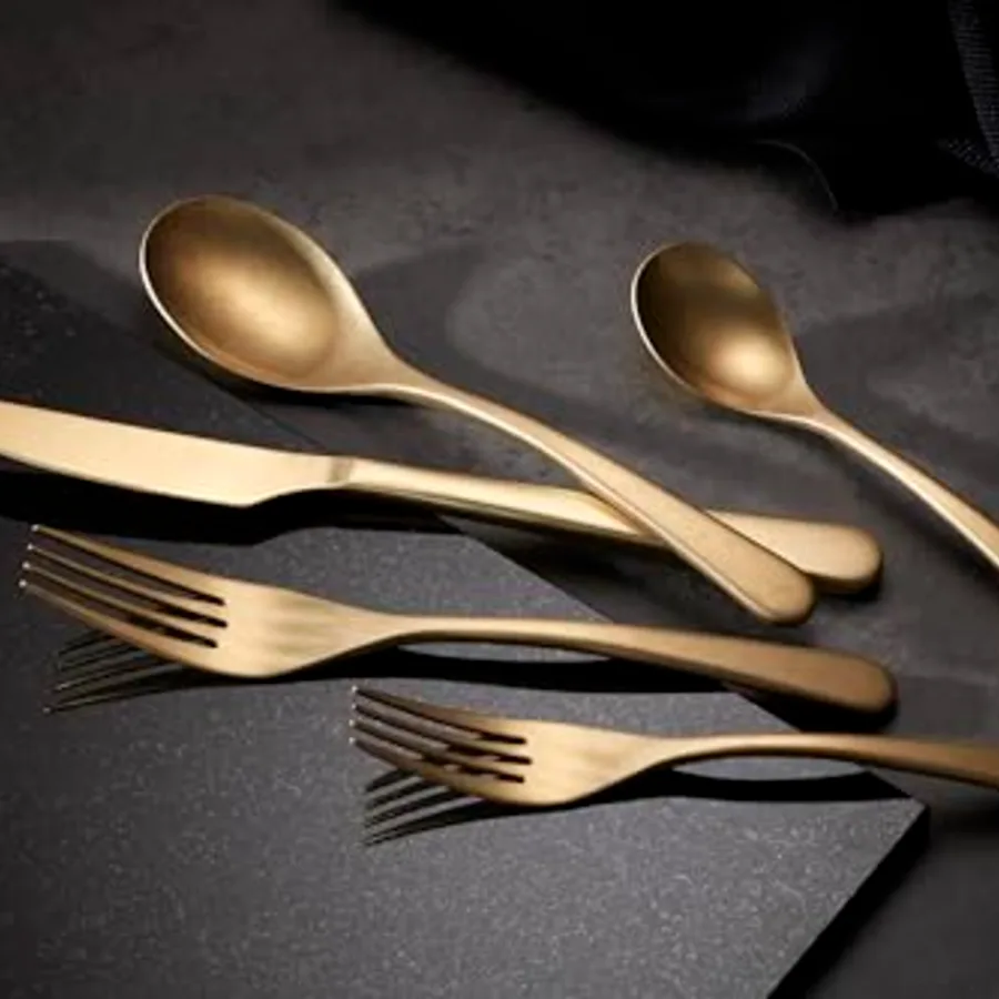 Kenbrook Champagne Tumbled 20 Piece Everyday Flatware Set view 4