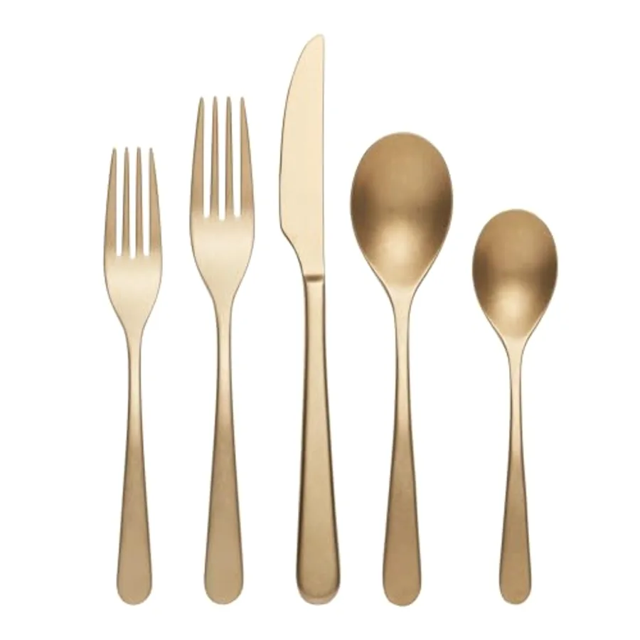 Kenbrook Champagne Tumbled 20 Piece Everyday Flatware Set