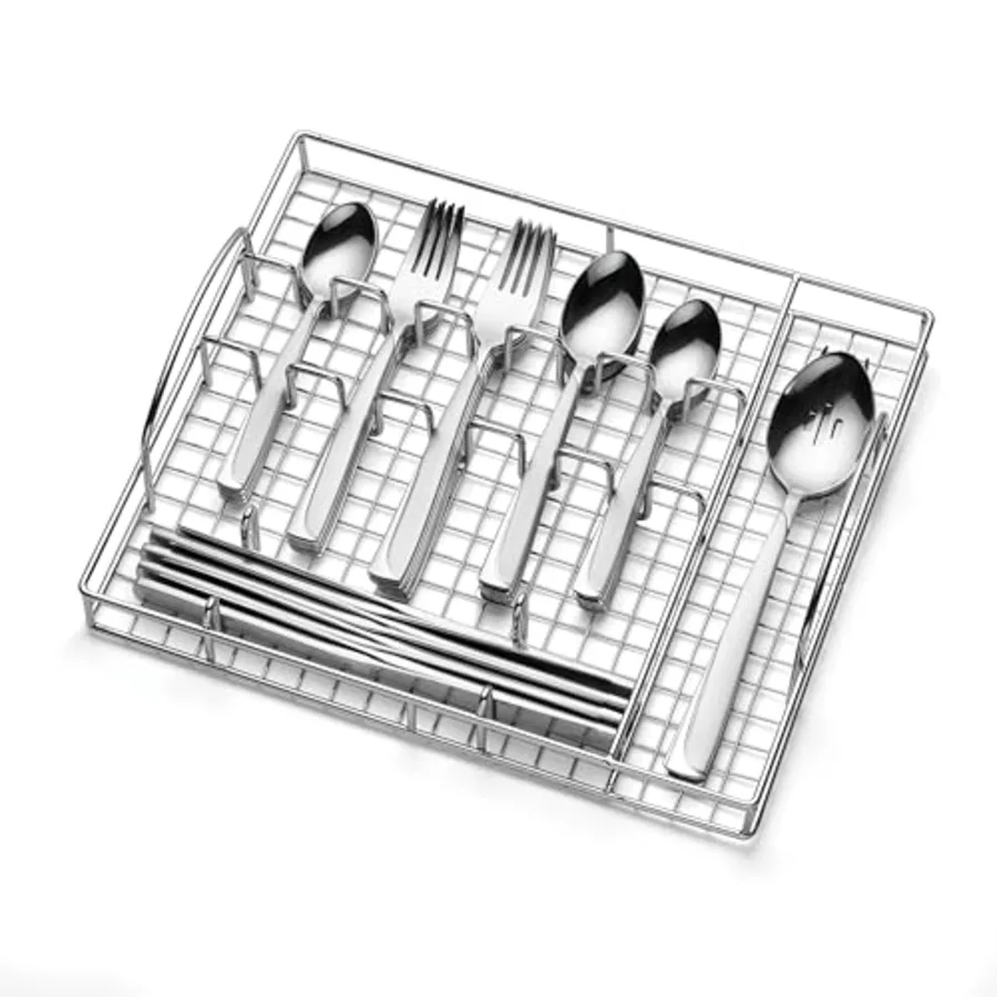 Madeline 51 Piece Everyday Flatware Set with Caddy view 3