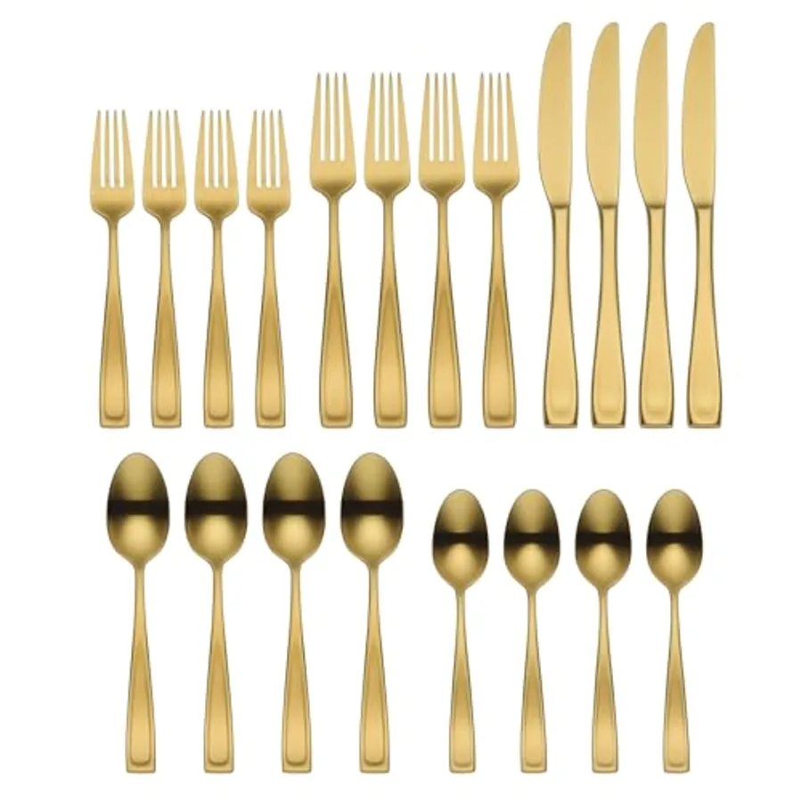 Moda Gold Satin 20 Piece Flatware Set view 2