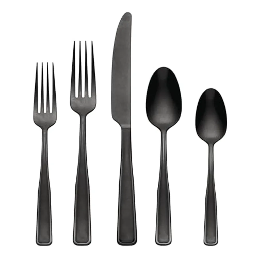 Reid Vintage Black Tumbled 20 Piece Flatware