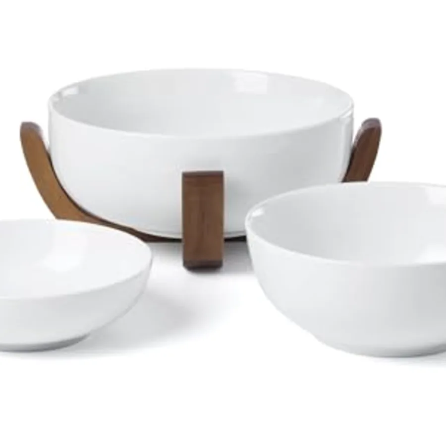 Serveware 24 Seven 3-Piece Nesting Bowl Set With Wood Stand view 2