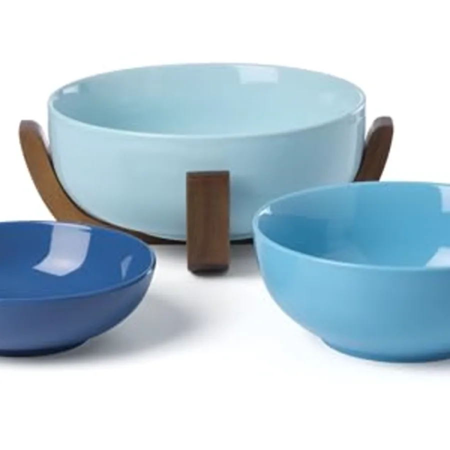 Serveware 24 Seven Colors 3-Piece Nesting Bowl Set With Wood view 2