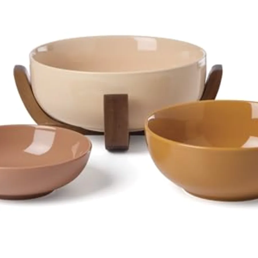Serveware 24 Seven Colors Nesting Bowls With Wood Stand view 5
