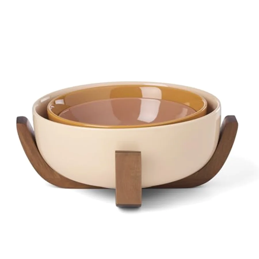 Serveware 24 Seven Colors Nesting Bowls With Wood Stand