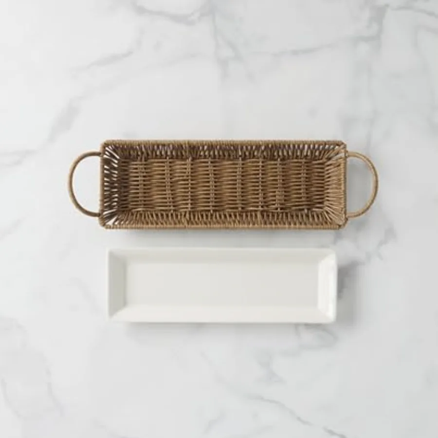Serving Tray Willow & White Hors d'Oeuvres Tray with Server view 3