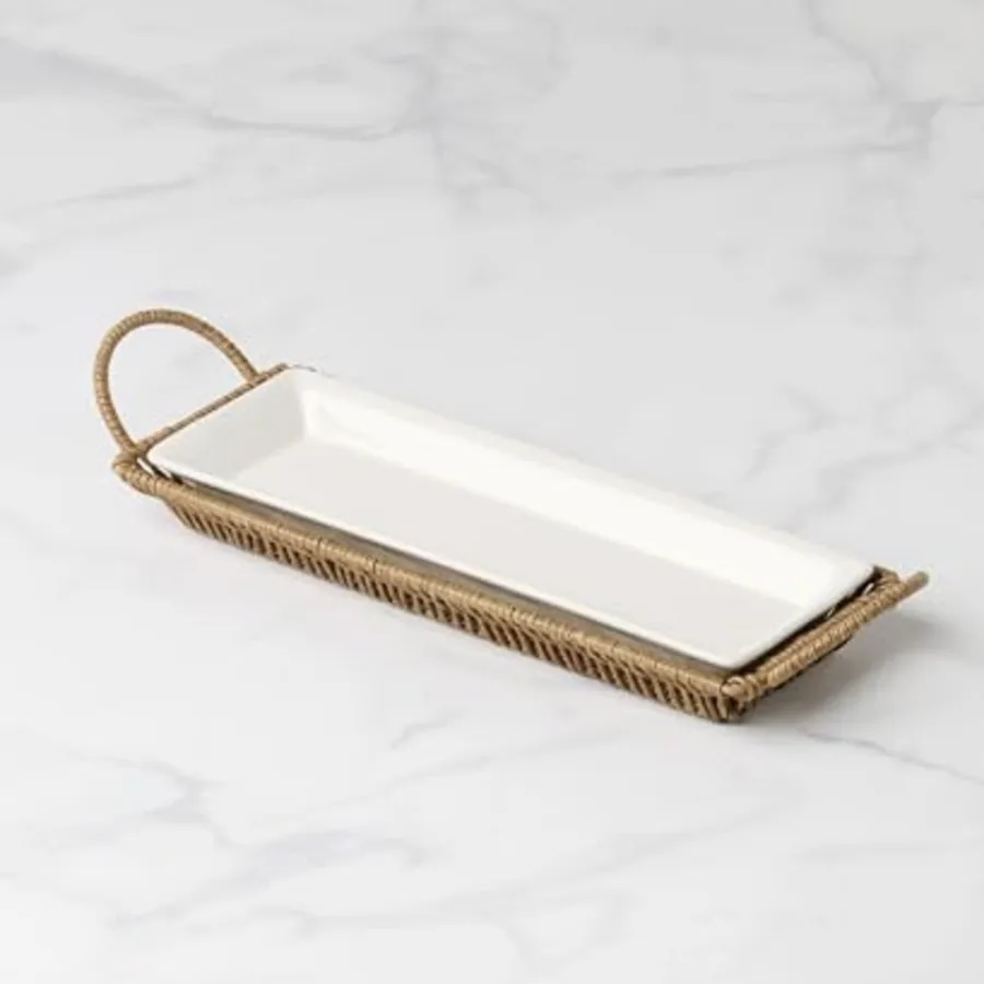 Serving Tray Willow & White Hors d'Oeuvres Tray with Server view 4
