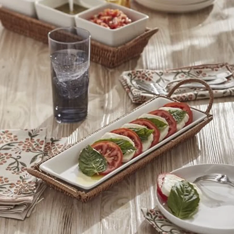 Serving Tray Willow & White Hors d'Oeuvres Tray with Server view 5