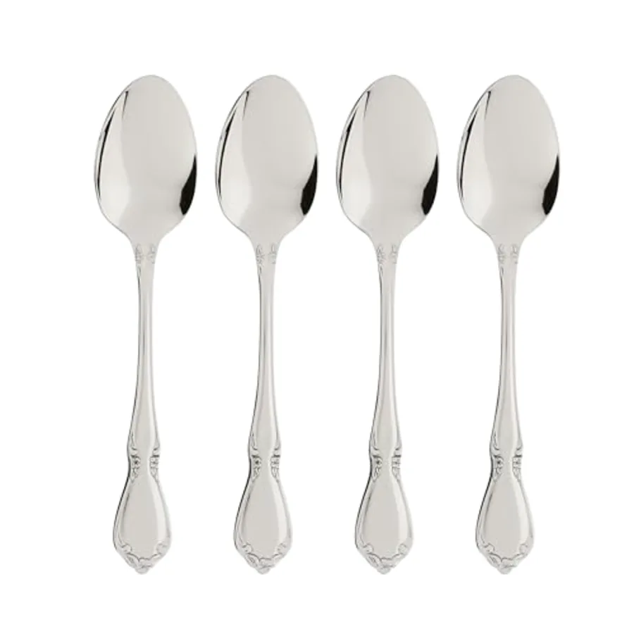 Spoons Silverware Chateau Fine Flatware 4-Piece Teaspoons Set