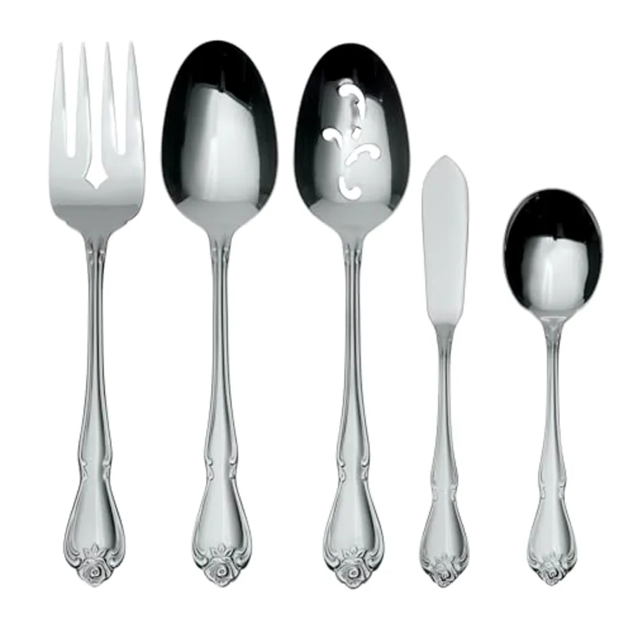 True Rose 5 Piece Everyday Flatware Serving Set